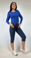 Spodnie 3/4 z kieszeniami, dekatyzowany jeans - 168