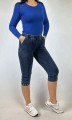 Spodnie 3/4 z kieszeniami, dekatyzowany jeans - 168