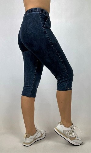 Spodnie 3/4 z kieszeniami, dekatyzowany jeans - 168