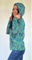 Bluza z kapturem - zielone liście - 383