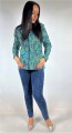 Bluza z kapturem - zielone liście - 383