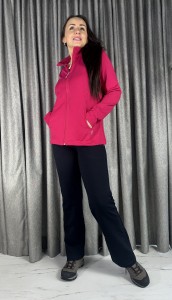 Bluza ze stójką, na zamek, dżety - magenta 365  