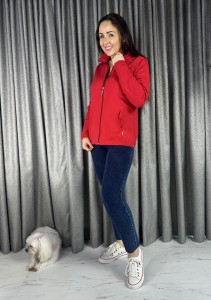 Bluza ze stójką, na zamek, dżety - czerwień - 365  