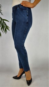 Spodnie dekatyzowane z kieszeniami - granatowy jeans - 137