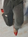 Spodnie dekatyzowane z kieszonką na telefon - czarny jeans